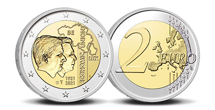 Bélgica 2€ em coincard FR (Francês) União Económica Belgo Luxemburguesa 2021